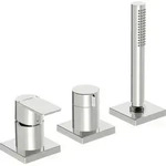 HANSA HANSASTELA Fertigmontageset f&uuml;r Wanne/Brause, 3-Loch, Rosette eckig, chrom,