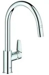 Grohe BauEdge Einhand-Sp&uuml;ltischarmatur, Ausladung 215mm, hoch, schwenkbar,