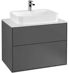 Villeroy & Boch Finion Waschtischunterschrank, 2 Ausz&uuml;ge, 800x603x501mm, Glass White