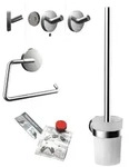 emco round WC-Set mit Toilettenpapierhalter, B&uuml;rstengarnitur und Klebeset,