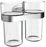 emco round C Doppelglashalter mit Kunststoffbecher, 432500100, Farbe: Chrom