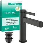 hansgrohe Finoris Einhebel-Waschtischarmatur 110 mit Push-Open Ablaufgarnitur,