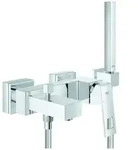 Grohe Eurocube Einhand-Wannenbatterie, Aufputz, Ausladung 181mm, mit Brausegarnitur,