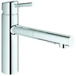 GROHE Concetto Einhand-Sp&uuml;ltischarmatur, Ausladung 202mm, mittelhoch, herausziehbar,