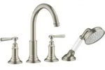 hansgrohe AXOR MONTREUX 4-Loch Wannenrandarmatur, Hebelgriffe, Ausladung 196mm,