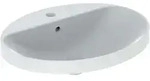 Geberit VariForm Einbauwaschtisch oval, 600x480mm, mit Hahnloch und &Uuml;berlauf,