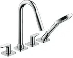 hansgrohe AXOR Citterio M 4-Loch Fliesenrandarmatur mit Hebelgriffen und Rosetten,