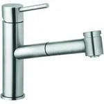 KLUDI STEEL Sp&uuml;ltisch-Einhebelmischer, geschlossener Hebel, mit Geschirrbrause, Eco,