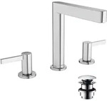 hansgrohe Finoris 3-Loch Waschtischarmatur 160 mit Push-Open Ablaufgarnitur,