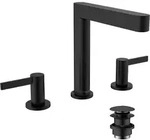 hansgrohe Finoris 3-Loch Waschtischarmatur 160 mit Push-Open Ablaufgarnitur,