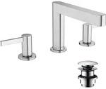 hansgrohe Finoris 3-Loch Waschtischarmatur 110 mit Push-Open Ablaufgarnitur,
