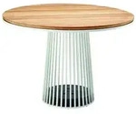 Tisch Grid - 110 cm rund 301 - wei&szlig; 400 - Teak