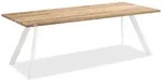 Tisch Noah Stativprofil ivory - 200 x 95 cm Teak geb&uuml;rstet