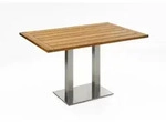 Klapptisch Bistro Edelstahl rechteckig - 120 x 81 cm Teak natur