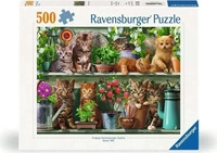 Ravensburger 12000205, Ravensburger Erwachsenenpuzzle 500 Teile - Katzen im Regal