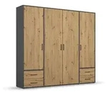 rauch BLUE Kleiderschrank Voyager 187 x 194 cm Holzoptik Grau-Metallic / Eiche