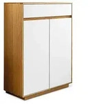 Voss M&ouml;bel Schuhschrank V100 Lack Wei&szlig;, Braun Wei&szlig; / Eiche