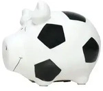 Spardose Fu&szlig;ball 12,5 x 9 cm Keramik Wei&szlig;
