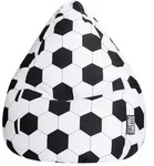 SLH Sitzsack Beanbag Fu&szlig;ball XL Stoff Wei&szlig;