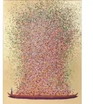 KARE DESIGN Wandbild 80 x 100 cm Flower Boat Naturfaser Gold