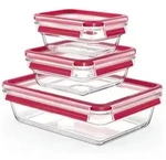 emsa Vorratsdose Clip&Close 3tlg. Glas Rot