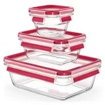emsa Vorratsdose Clip&Close 3tlg. Glas Rot