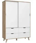 FORTE Schwebet&uuml;renschrank Vankka 139 x 202 cm Holzoptik Plankeneiche