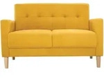 Skandinavisches Sofa 2-Sitzer mit Samteffekt in Senfgelb MOON