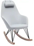 Relax-Sessel - Schaukelstuhl Stoff Grau F&uuml;&szlig;e Metall und Esche JHENE