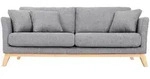 Sofa skandinavisch 3 Pl&auml;tze Hellgrau Holzbeine OSLO