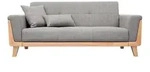 Design-Sofa 3 Pl&auml;tze Hellgrau Holzbeine FJORD