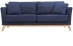 Sofa skandinavisch 3 Pl&auml;tze Dunkelblau Holzbeine OSLO