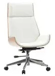 Design-B&uuml;rosessel helles Holz und PU Wei&szlig; CURVED