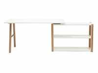 Dreh-Schreibtisch skandinavisches Design Weiß und Eiche GILDA