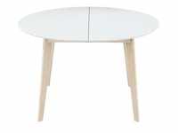 Design-Esstisch rund ausziehbar Weiß und Holz L120-150 LEENA