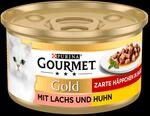 Purina Gourmet Gold Zarte H&auml;ppchen in Sauce mit Lachs & Huhn 85g
