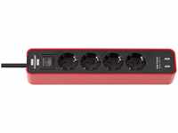 Brennenstuhl Ecolor Steckdosenleiste rot/sw 4fach ;USB 1,5m H05