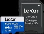 microSDXC Blue Plus UHS-I 64 GB V30 Read 100MB/s mit SD Adapter