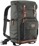 Luis Retro Fotorucksack gr&uuml;n mit Leder