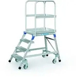 Fahrbare Aluminium-Plattformleiter - 4 Stufen, 0,96 m