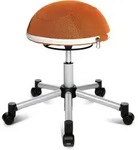 Ergonomischer B&uuml;rohocker mit rollen Sitness HALF BALL, orange mit Metallkreuz