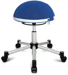 Ergonomischer B&uuml;rohocker mit rollen Sitness HALF BALL, blau mit Metallkreuz