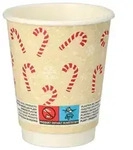 PAPSTAR Trinkbecher, Pappe 0,2 l &Oslash; 8 cm, 9,3 cm "Candy Canes " doppelwandig 500