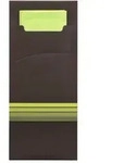 PAPSTAR Bestecktaschen 20 cm x 8,5 cm schwarz/limone "Stripes" inkl. farbiger