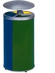 VAR Wertstoffstation 3-fach, mit Dach, 3 x 30 Liter gelb/blau/gr&uuml;n