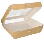 PAPSTAR Feinkostboxen, Pappe mit Sichtfenster aus PLA eckig 1500 ml 19 cm x 19 cm x 5