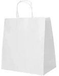 PAPSTAR Tragetaschen, Papier 27 cm x 32 cm x 17 cm wei&szlig; mit gedrehtem...