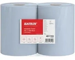 Katrin 481153 XXL Industrieputztuchrolle mit Zwischenverleimung blau, 2-lagig, 38 cm