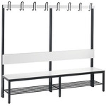 C+P Umkleidebank f&uuml;r Feuchtr&auml;ume mit R&uuml;ckenlehne, Ca. Farbton RAL 9016