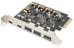 Digitus PCIe Karte 2x USB-C + 3x USB A